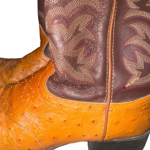 Justin Boots Tan and Brown Kids Cowboy Boots - Picture 4 of 7